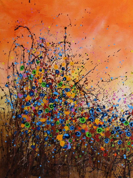 Dream Land #3 - Super sized original abstract floral landscape