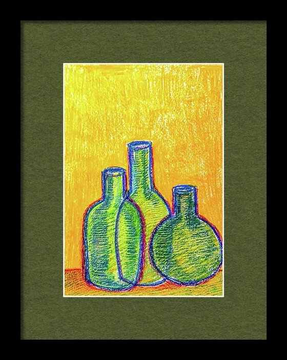 Three Green Bottles Still Life