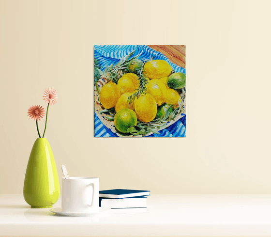 Yellow lemons still life