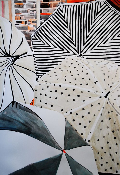 Umbrellas / 72 x 50 cm by Alexandra Djokic