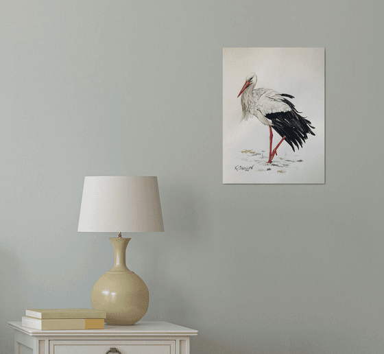 Stork from the collection "Watercolor birds