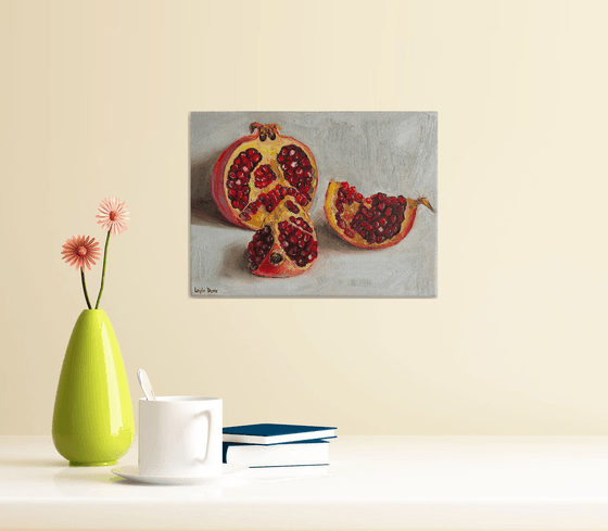 Pomegranate on white