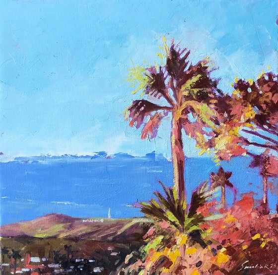 Cityscape with palms