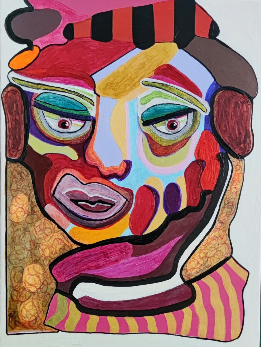 Impressionistic Portrait Oil Painting By Chrissy Guest, 12 X 16, Picasso My Way, Original Artwork