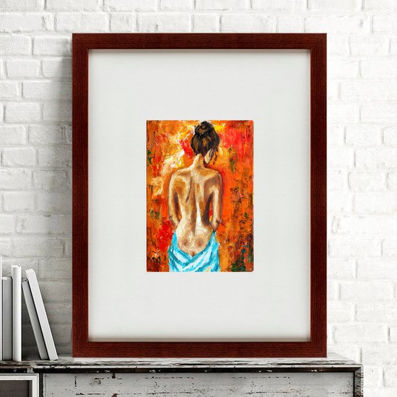 Naked Woman Painting Original Art Female Figure Wall Art Nude Artwork