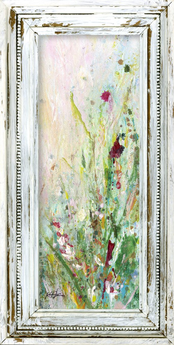 Cottage Meadow 1  - Framed Floral Painting  by Kathy Morton Stanion