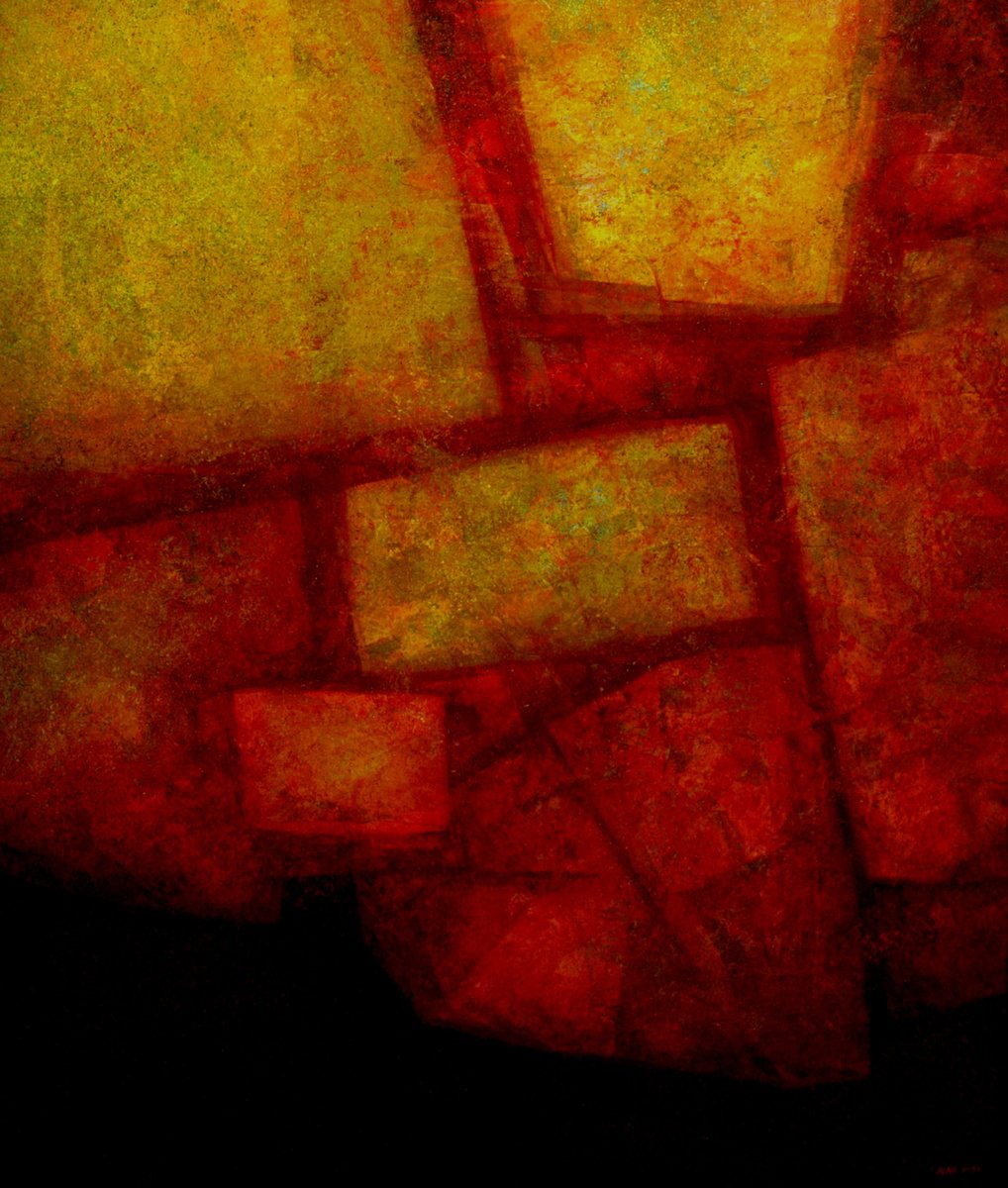 Abstract Painting By Juan Pita, 42 X 49", Geo Texcollage (L2), Original Artwork