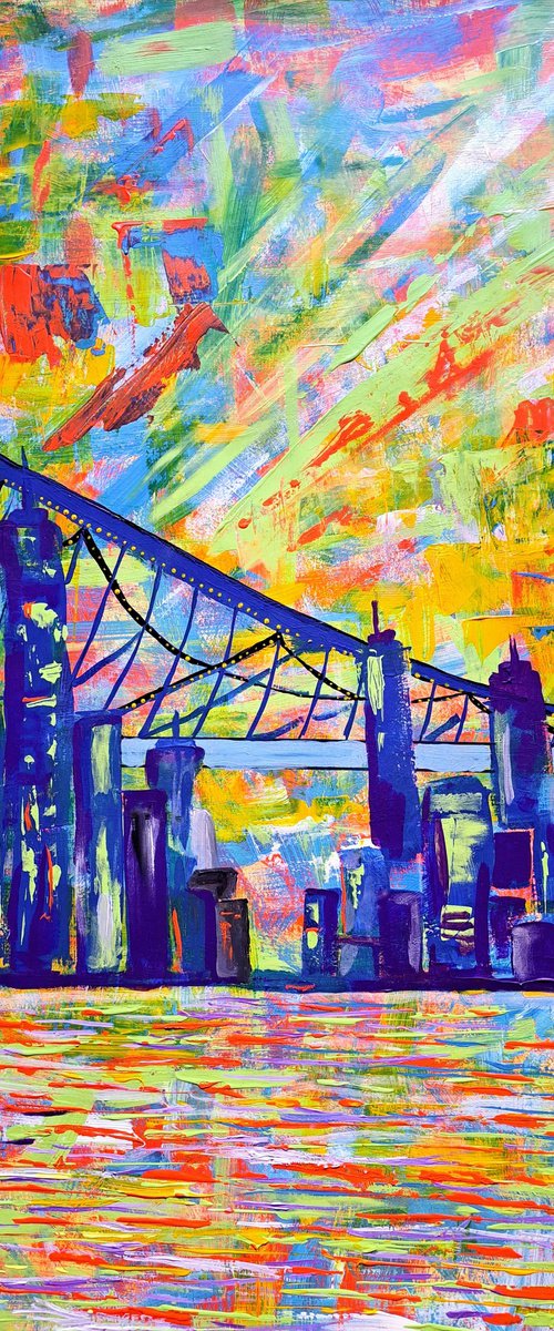 City afternoon abstract painting Large size   Acrylic on paper by Sanja Jancic