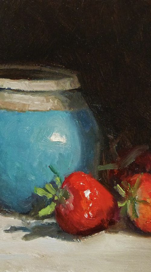 Strawberries and a Blue Pot by Pascal Giroud