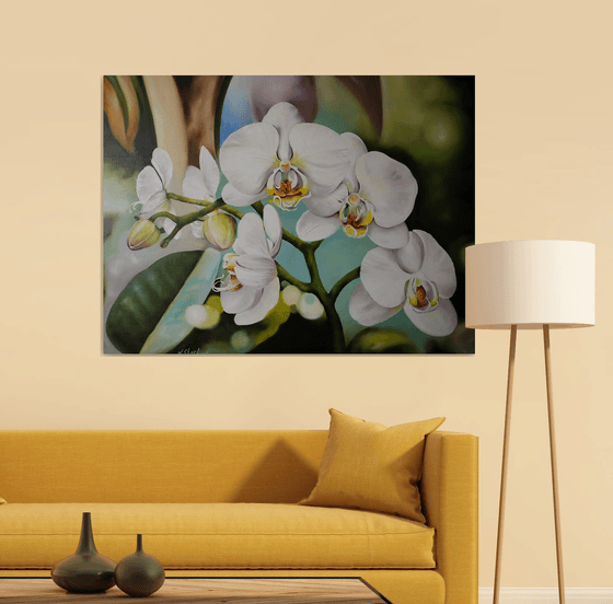 White Orchid Large Painting