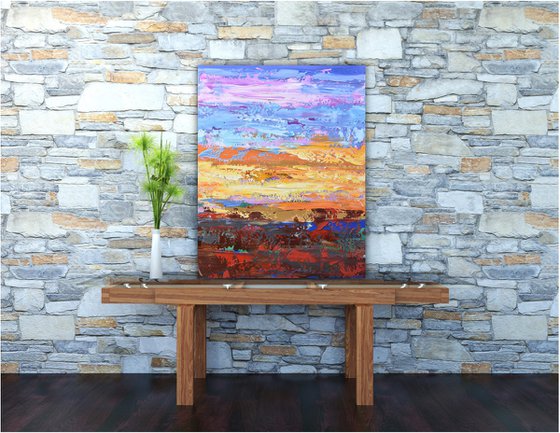 Gold Sunset - Palette Knife Abstract Landscape