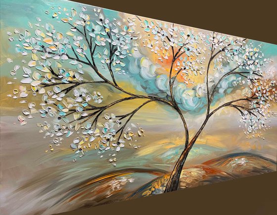 Touch Of Heaven Oil Tree Landscape Palette Knife Painting