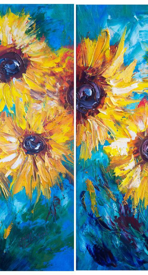 Sunflowers - Diptych by Lena Owens at OLena Art