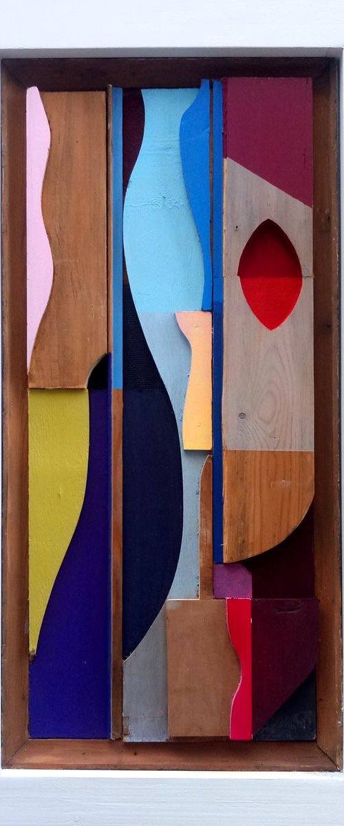 Relief Construction with Red diamond by Liam Hennessy