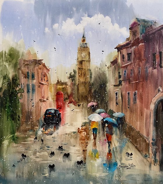 Sold Watercolor “London Mood”, perfect gift