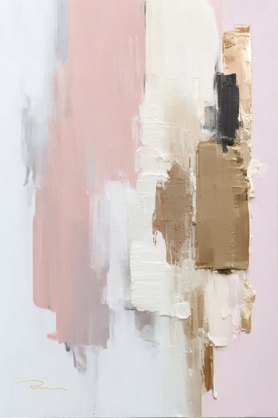 Pastel Pink and Gold Abstract