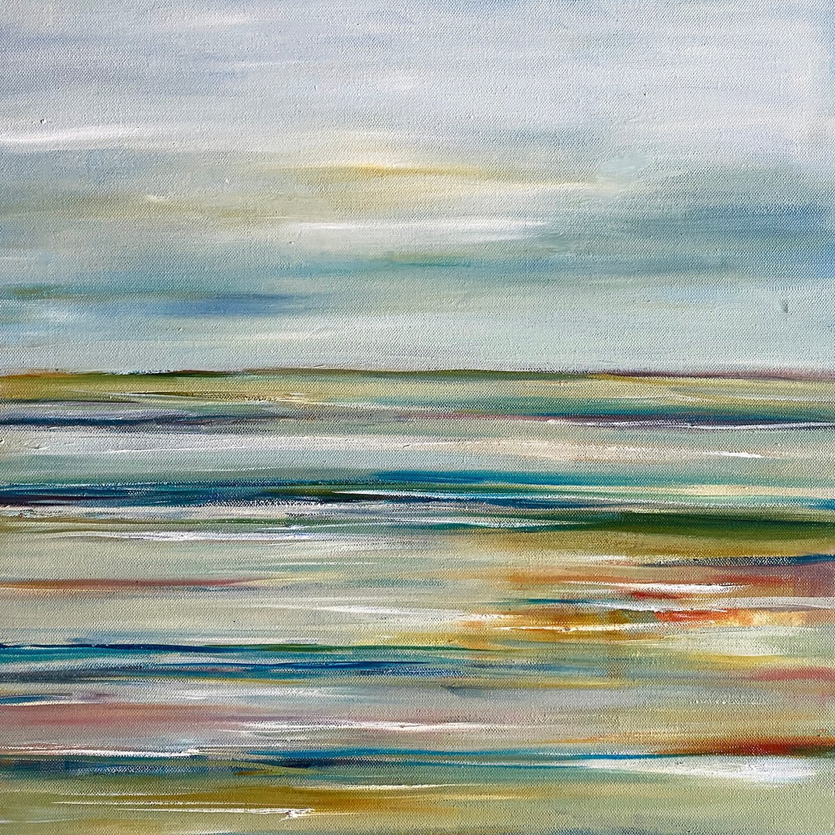 Impressionistic Landscape Oil Painting By Arti Chauhan, 22 X 22, Abstract_ Strokes Of Serenity, Original Artwork