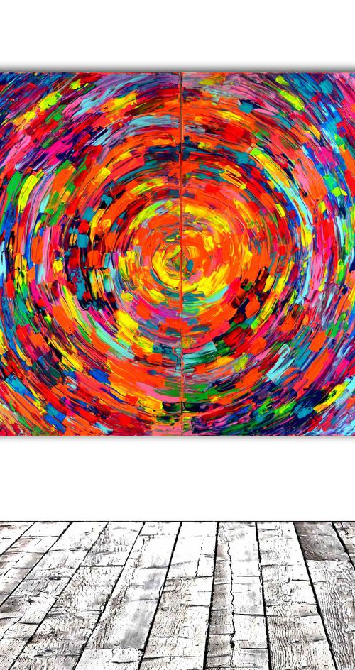 Gypsy Skirt Rounded V - 200x100 cm - XXXL Large Modern Abstract Big Painting - Ready to Hang, Office, Hotel and Restaurant Wall Decoration by Soos Tiberiu