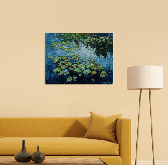 Water Lilies - Impasto Original Oil painting