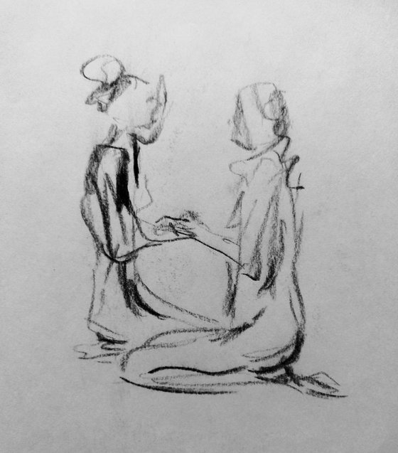 Just the two of us. Original pencil drawing.