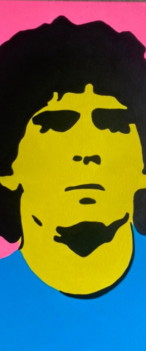 Diego Maradonna Original Pop Art Canvas Painting by Dominic Joyce