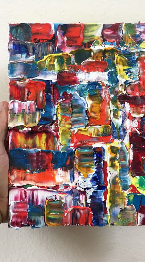 "Pack It In" - Original Small Textured PMS Abstract Oil Painting On Canvas - 8" x 10" by Preston M. Smith (PMS)