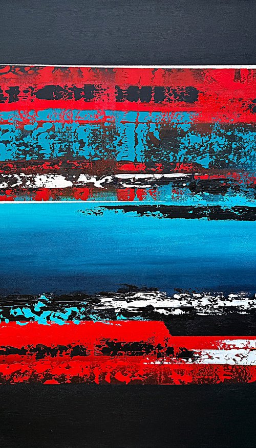 Red Sky Blue accent on black by Tatiana Malinovscaia