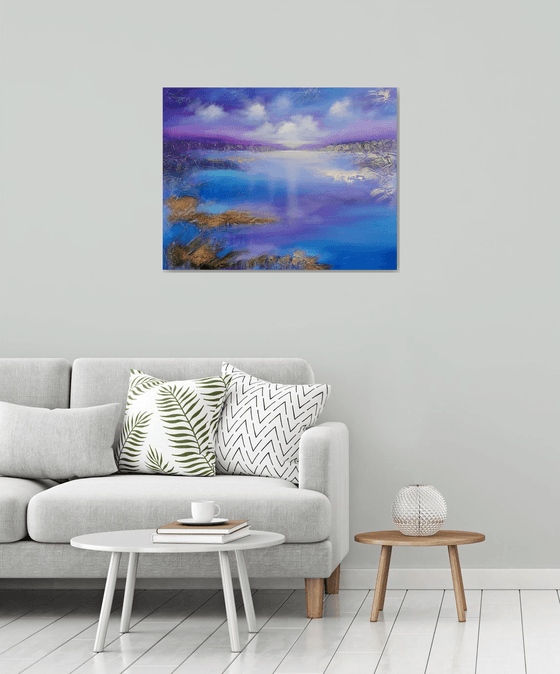 A XL large beautiful modern semi-abstract seascape painting "Miracle moment"
