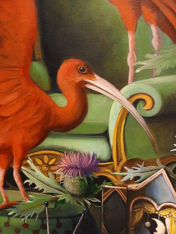 Red ibises and the tiny theatre