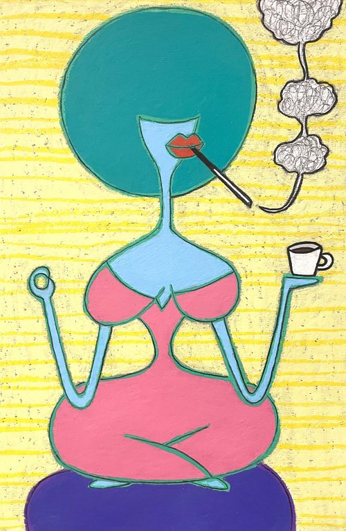 Coffee meditation with cigarette by Ann Zhuleva