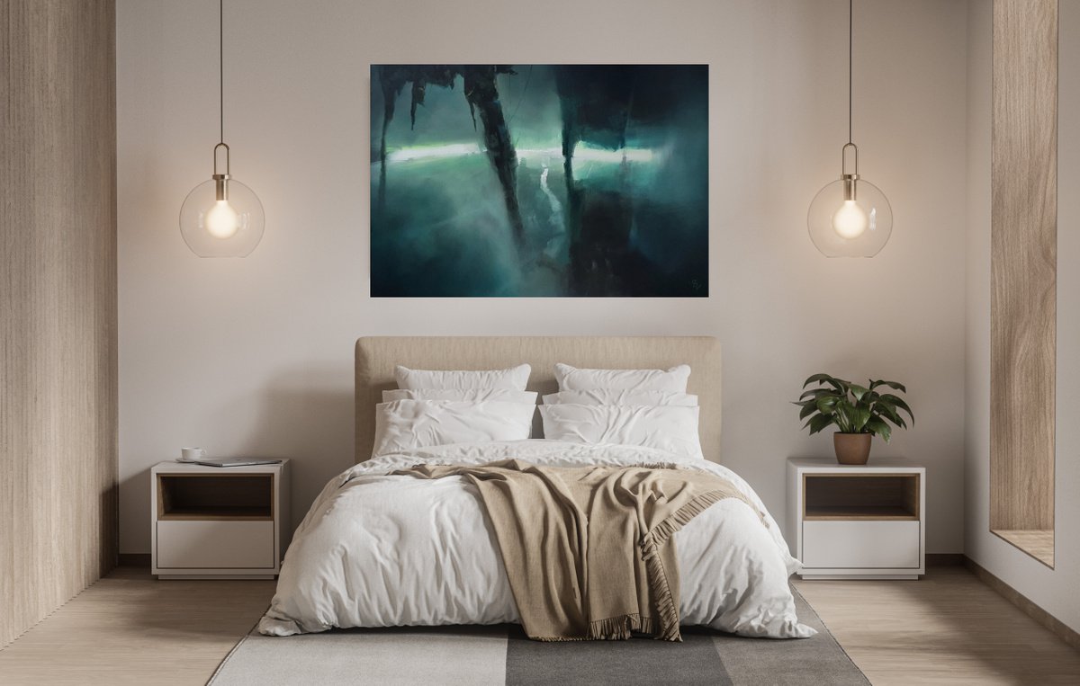 Abstract Landscape Acrylic Painting By Ivan Grozdanovski, 39 X 28, Agartha - Cave City , Original Artwork