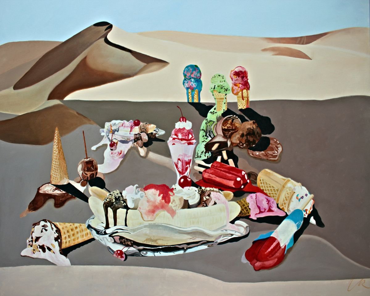 Photorealistic Landscape Oil Painting By Ken Vrana, 60 X 48", Desert Desserts, Original Artwork