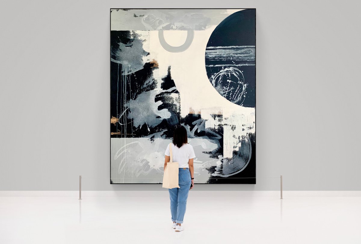 Abstraction No. 3622 black & white minimalism XXL by Anita Kaufmann