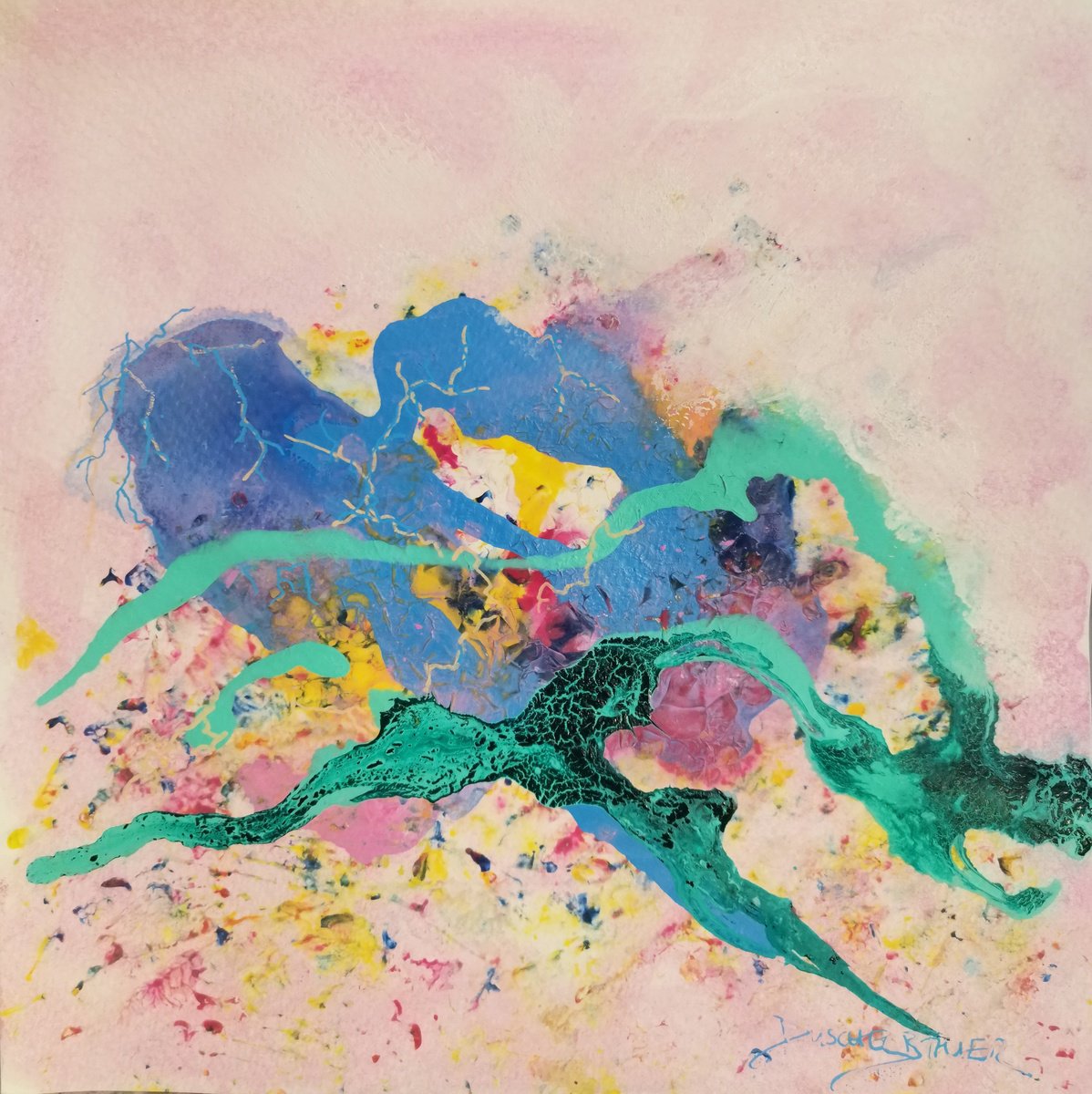 Organic Abstract Acrylic Painting By Doris Duschelbauer, 13 X 13, Beyond Words V, Original Artwork