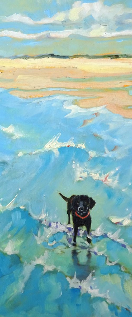 Black Labrador at the Seaside by Mary Kemp