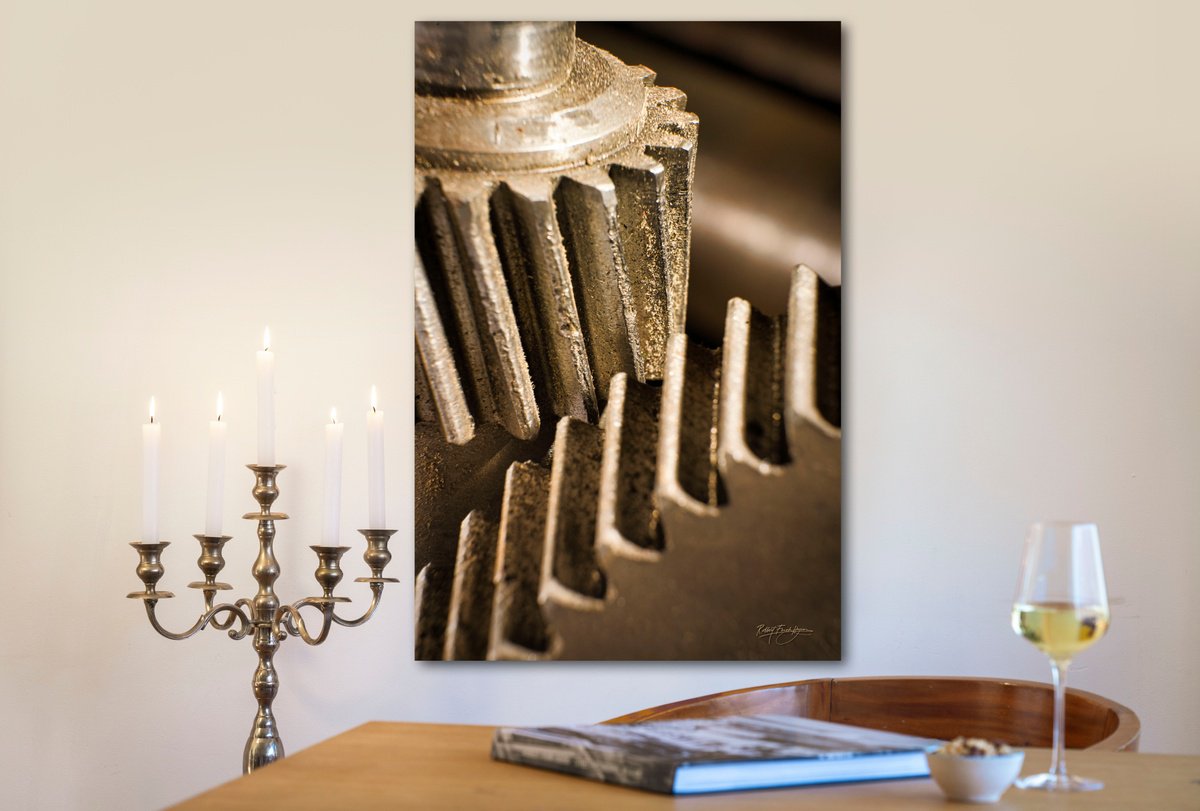 Photorealistic Still Life Photograph By Robbert Frank Hagens, 28 X 41", Old Gear Steel Iv On Dibond With Plexiglass, Artfinder