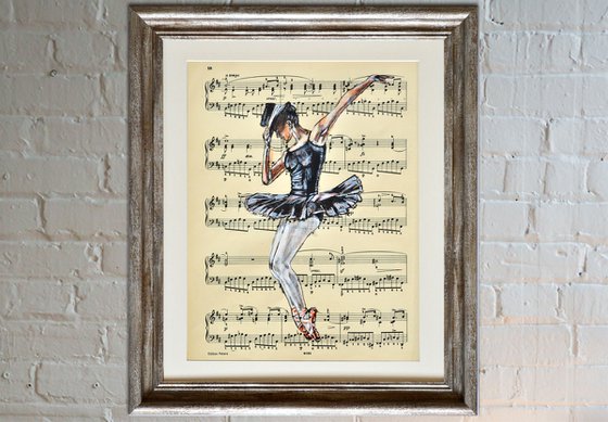 Ballerina XLVI- Vintage Music Page, GIFT idea