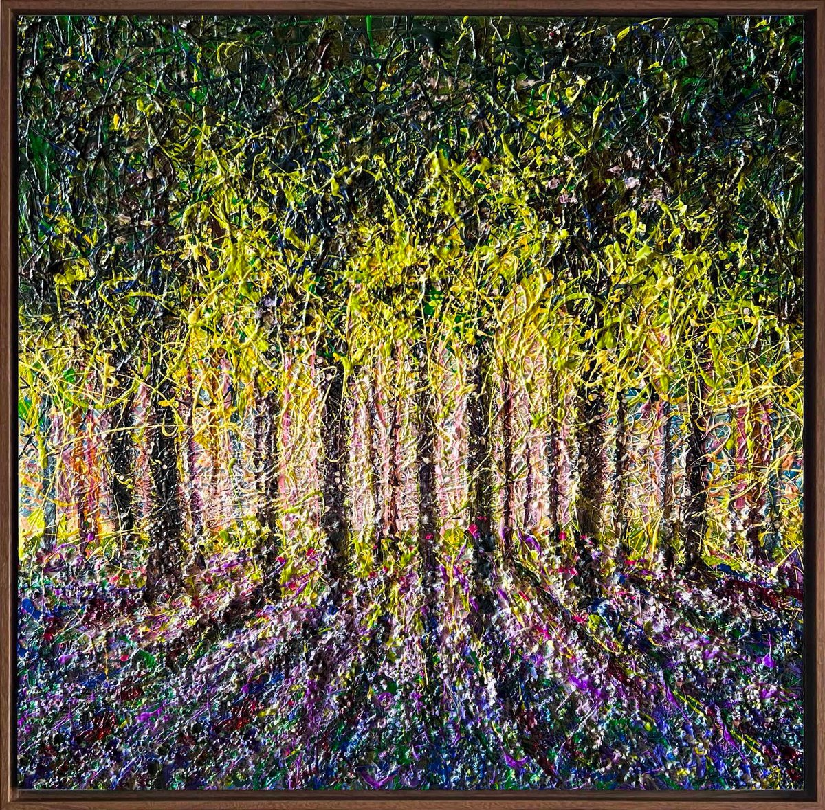 Impressionistic Landscape Acrylic Painting By Nadiia Antoniuk, 41 X 29", Belgian Forest - Framed, Original Artwork