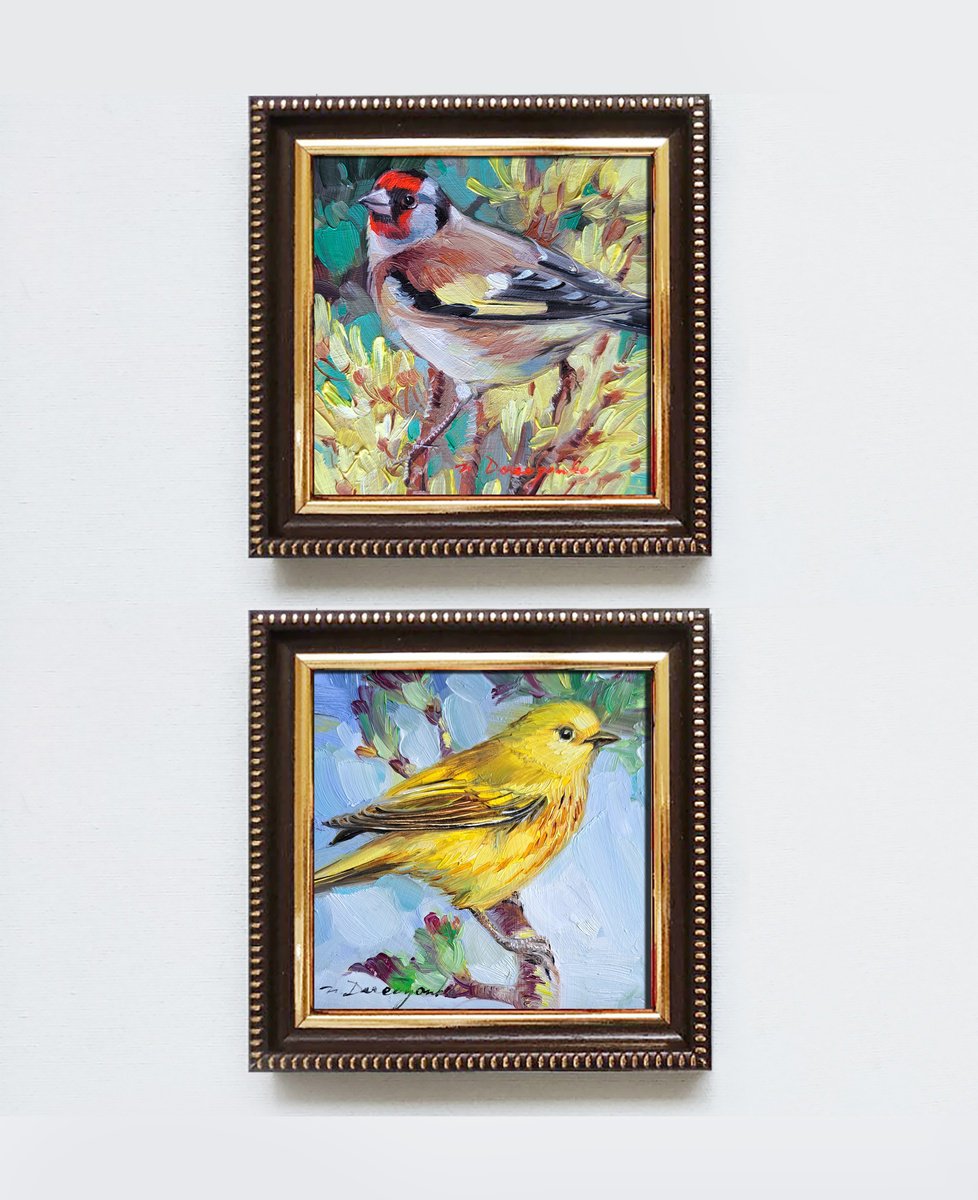 Impressionistic Animal Oil Painting By Nataly Derevyanko, 5 X 5", Family, Original Artwork