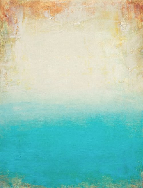 Summer Blue 220519, aqua turquoise blue and white abstract color field. by Don Bishop