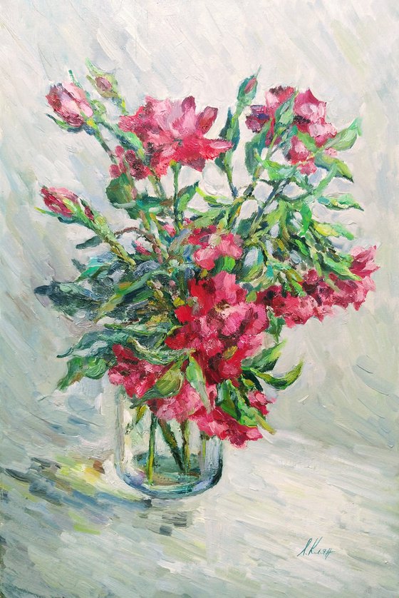 Bouquet of roses. Original oil painting.