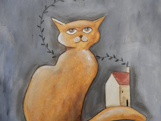 The cat and the house