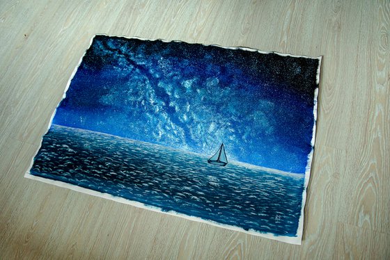 Night starry seascape