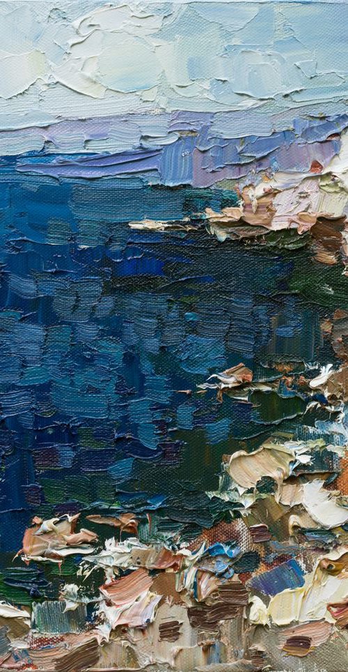Rocky shore #4 Original oil seascape painting by Anastasiia Valiulina