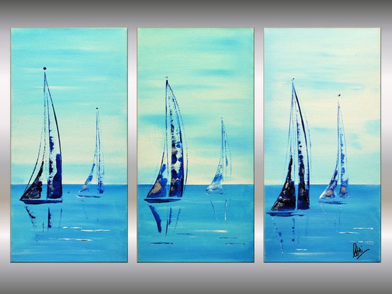 Blue Summer - Seascape - Acrylic Painting - Canvas Art- Blue Wall Art