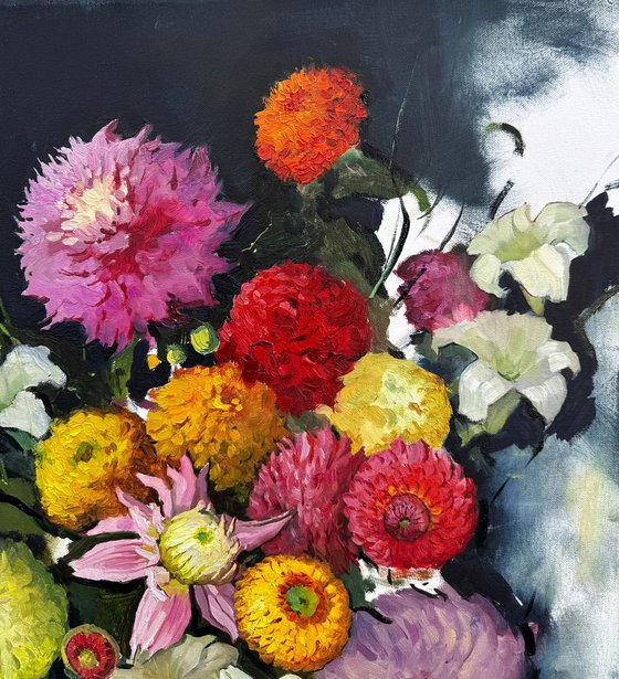 Modern Still Life with Dahlias