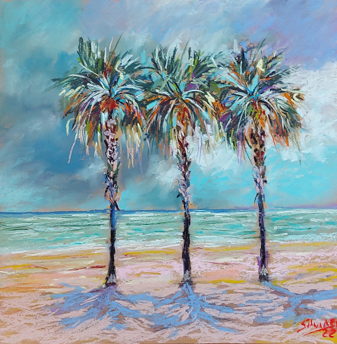 Three palm trees after the storm by Silvia Flores Vitiello