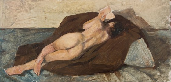 nude woman reading