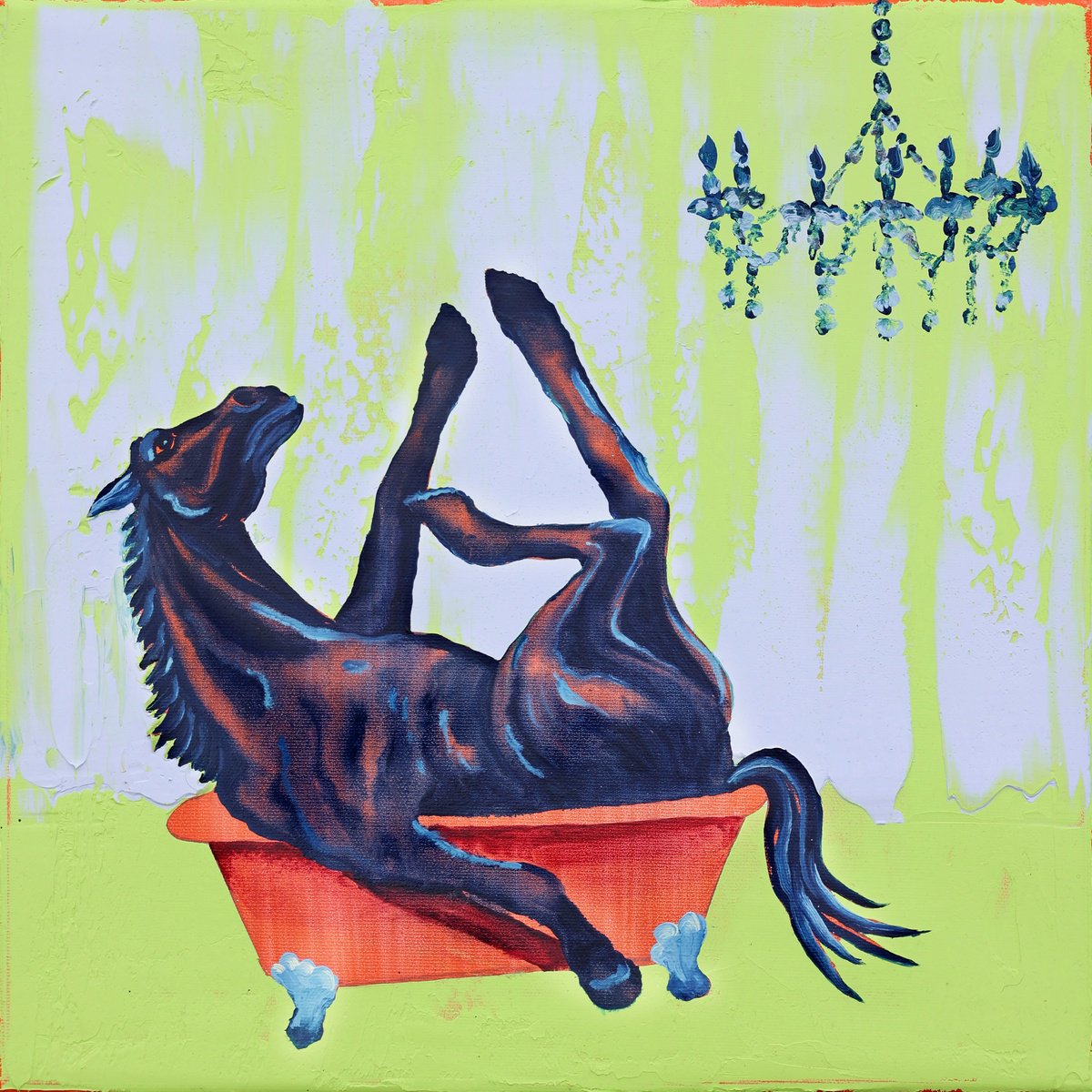 Surrealistic Animal Oil Painting By Dominic Virtosu, 16 X 16, Now You See Me, Original Artwork