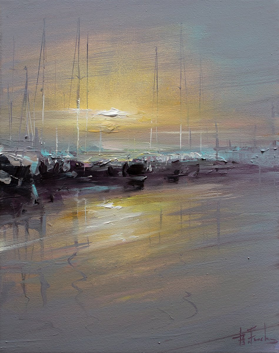 Morning Mist at Sunrise in the Marina by Bozhena Fuchs